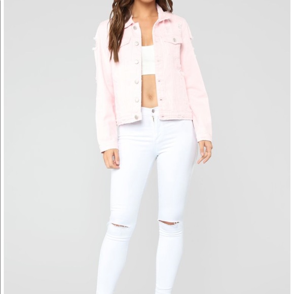 Pink Distressed Denim Jacket - Picture 3 of 7